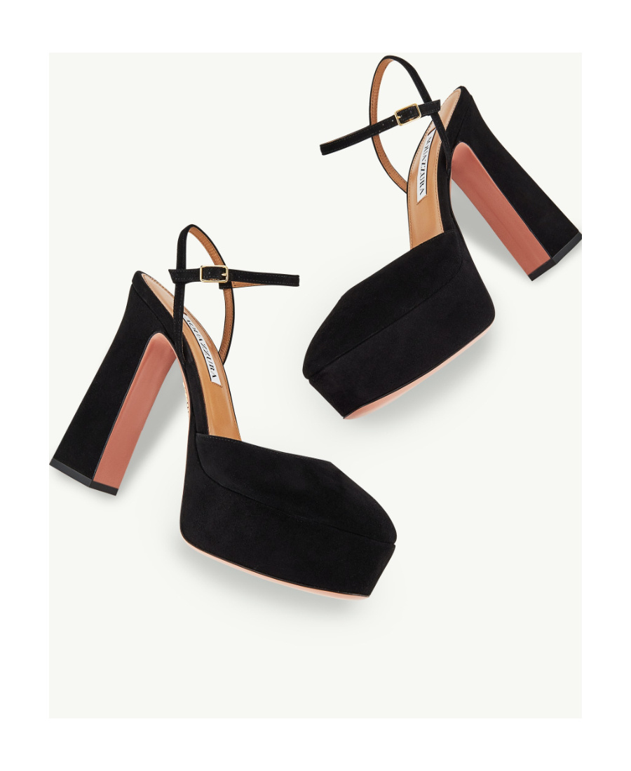 Aquazzura 130mm Groove Leather Shoes In Black