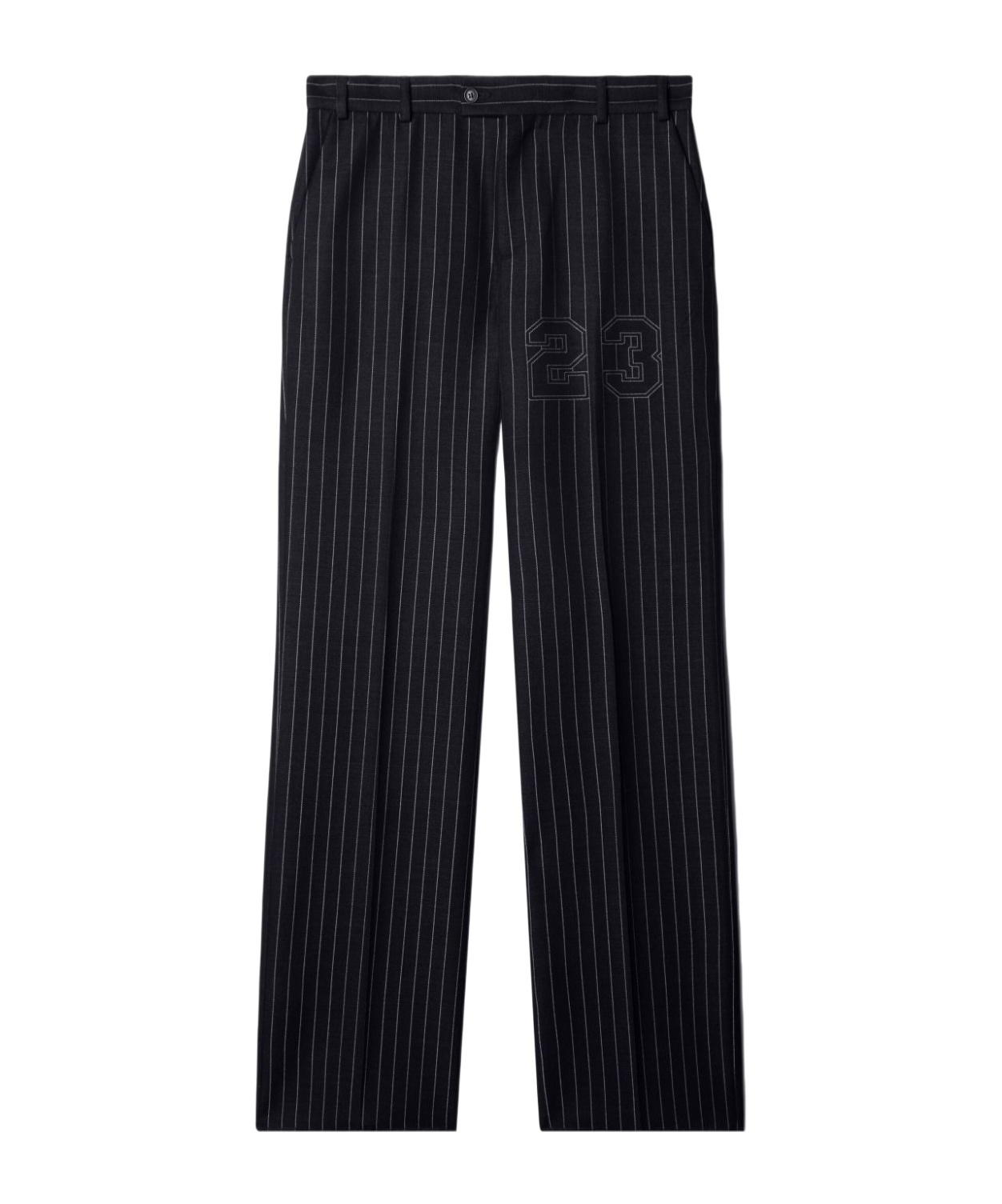 Off-white Number-print Pinstriped Slim-cut Trousers In Black