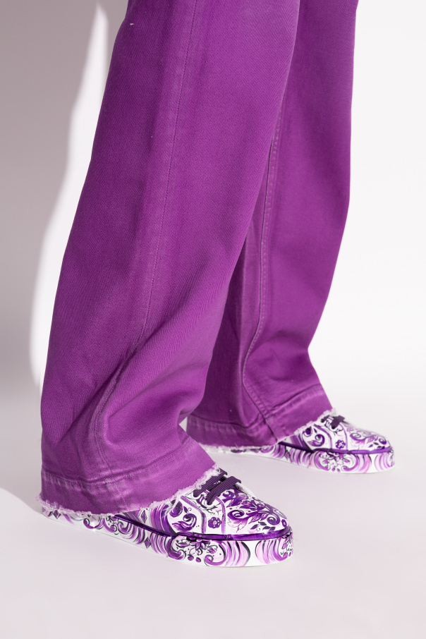 Dolce & Gabbana Majolica-print Portofino Light Strobel Sneaker In Purple