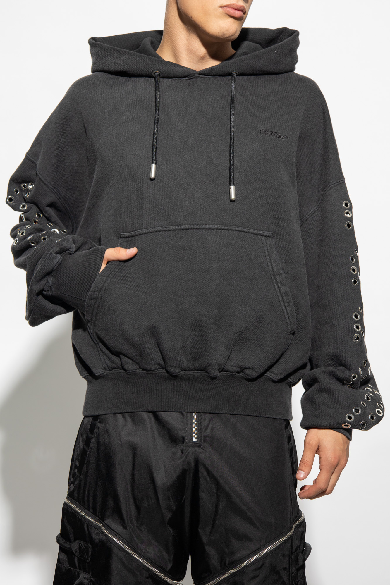 Off-white Diag Stripe-embellished Hoodie In Black
