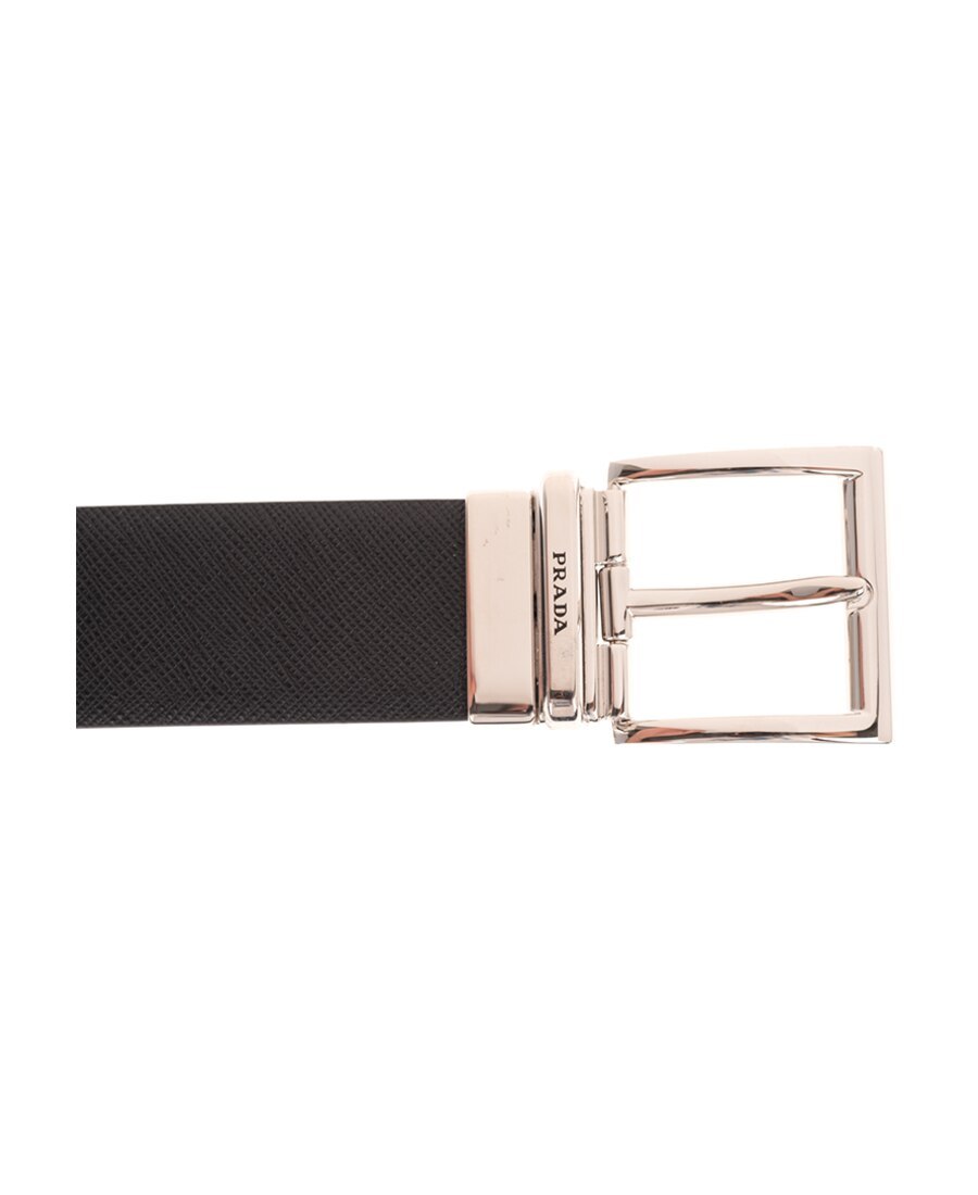 Prada Logo Buckle Belt In Black