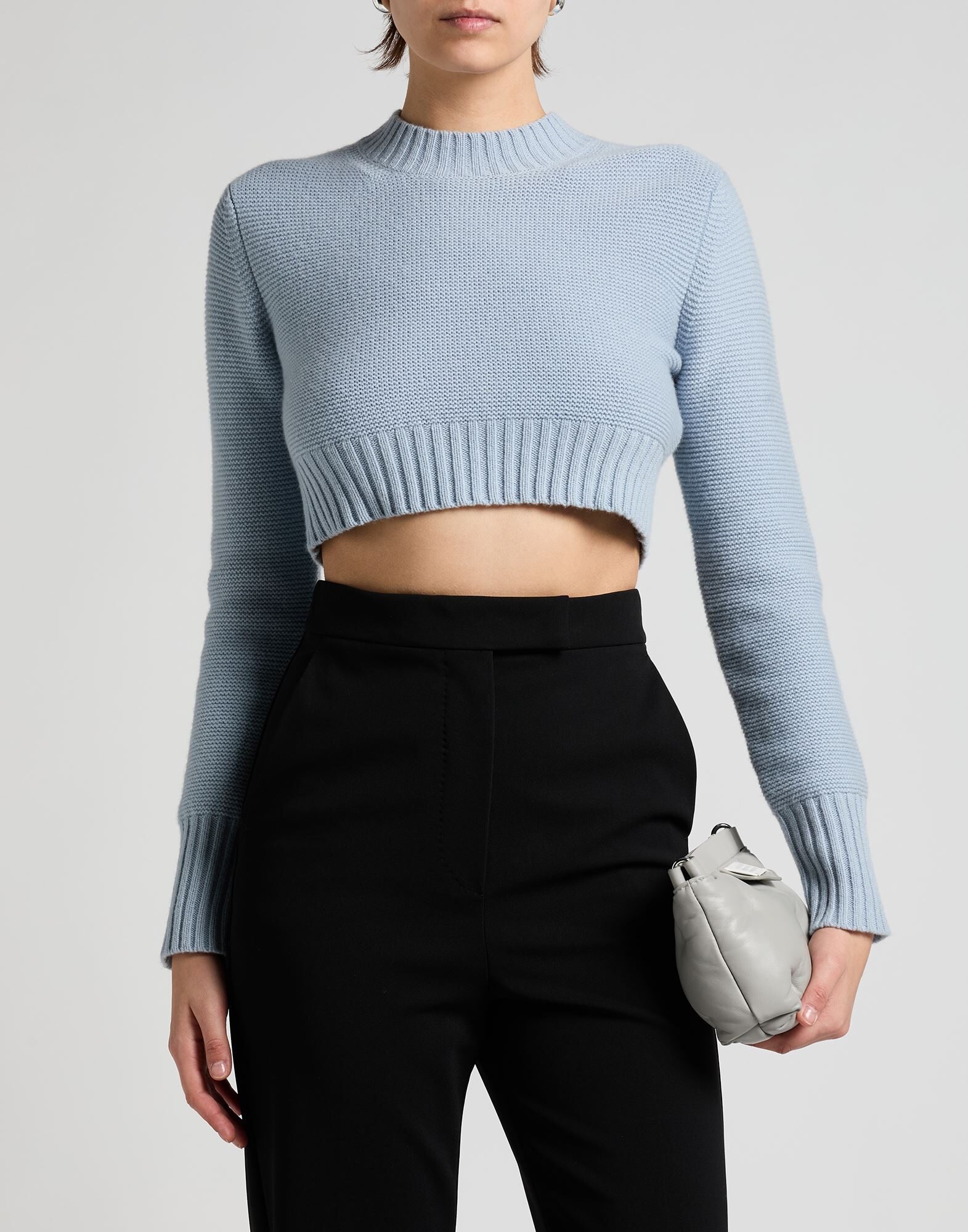 Max Mara Solid Color Flared Pants In Black
