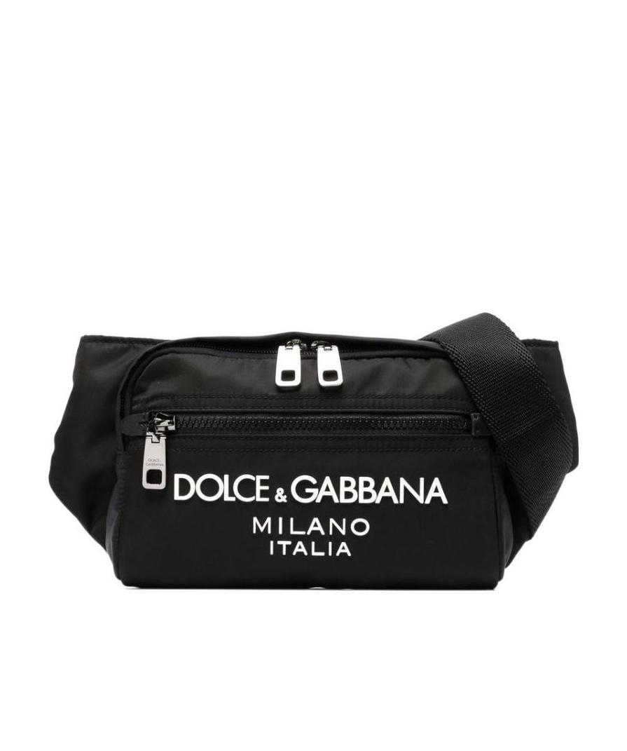 Shop Dolce & Gabbana Embossed-logo Belt Beg In Black