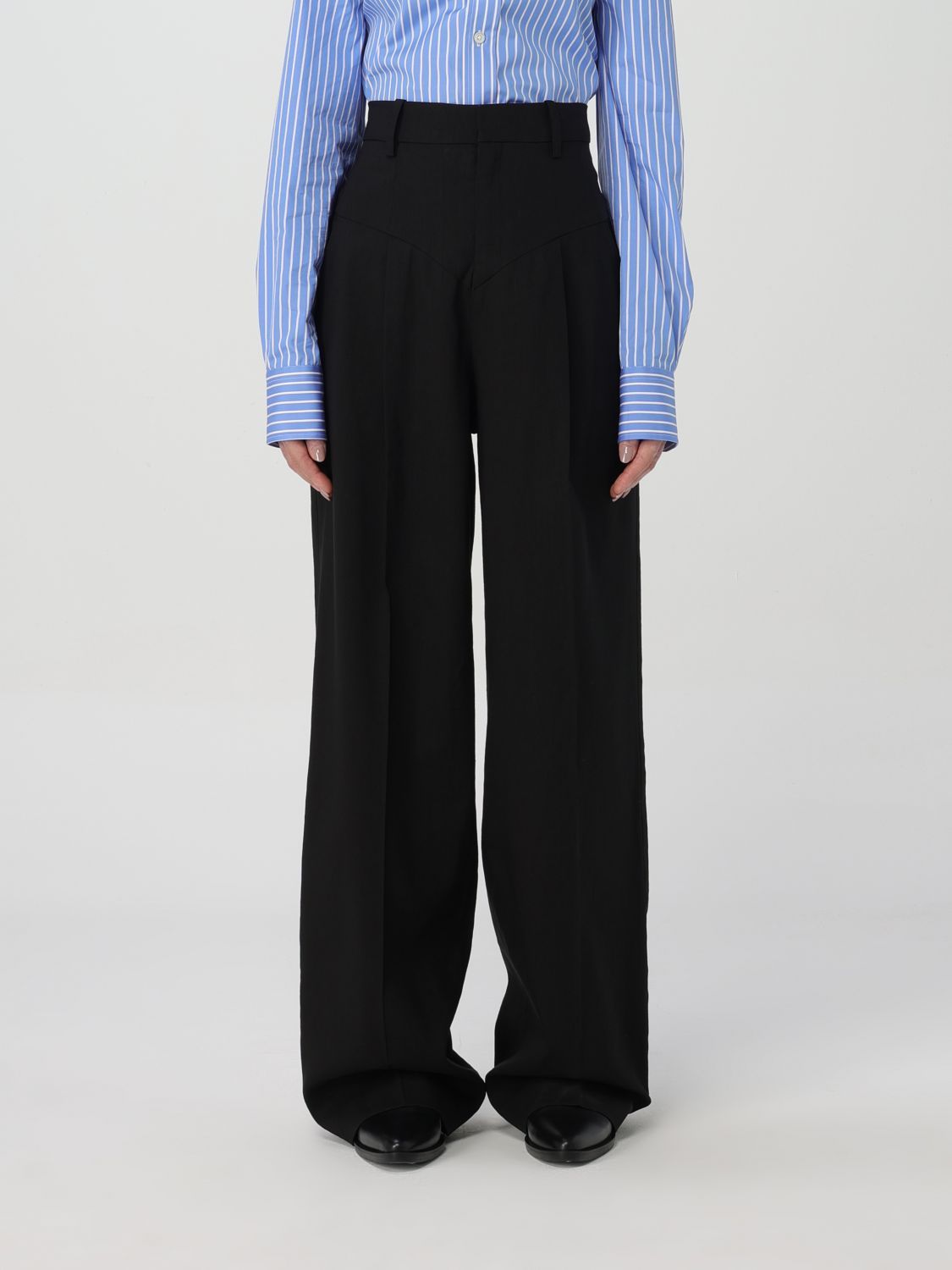 Isabel Marant Staya Pleated Paneled Hemp-blend Cady Wide-leg Pants In Black