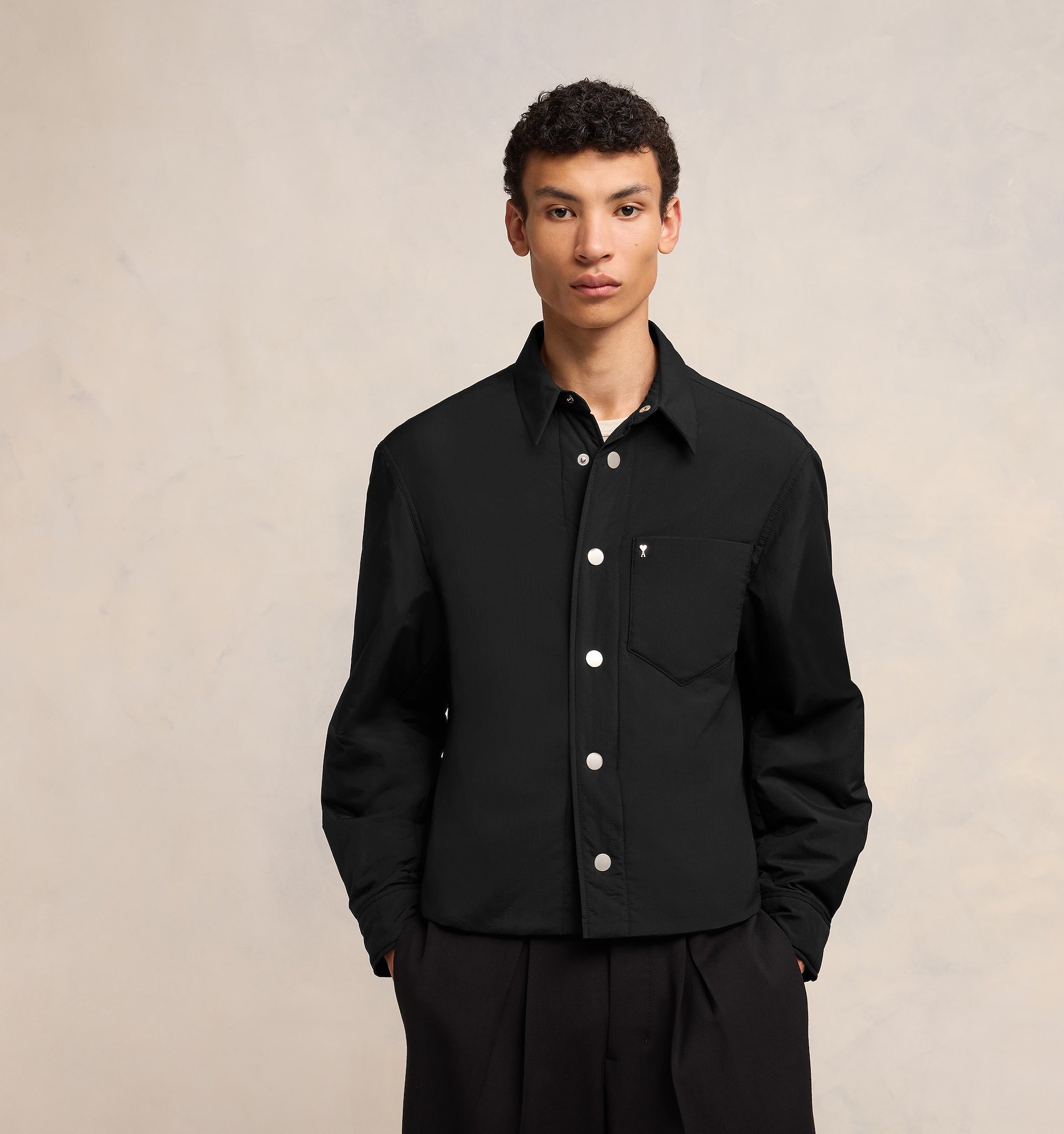 Ami Alexandre Mattiussi Padded Ami De Coeur Overshirt Black For Men In Black