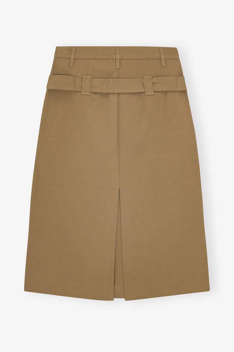 Ganni Camel-colored Cotton Utilitarian Midi Skirt