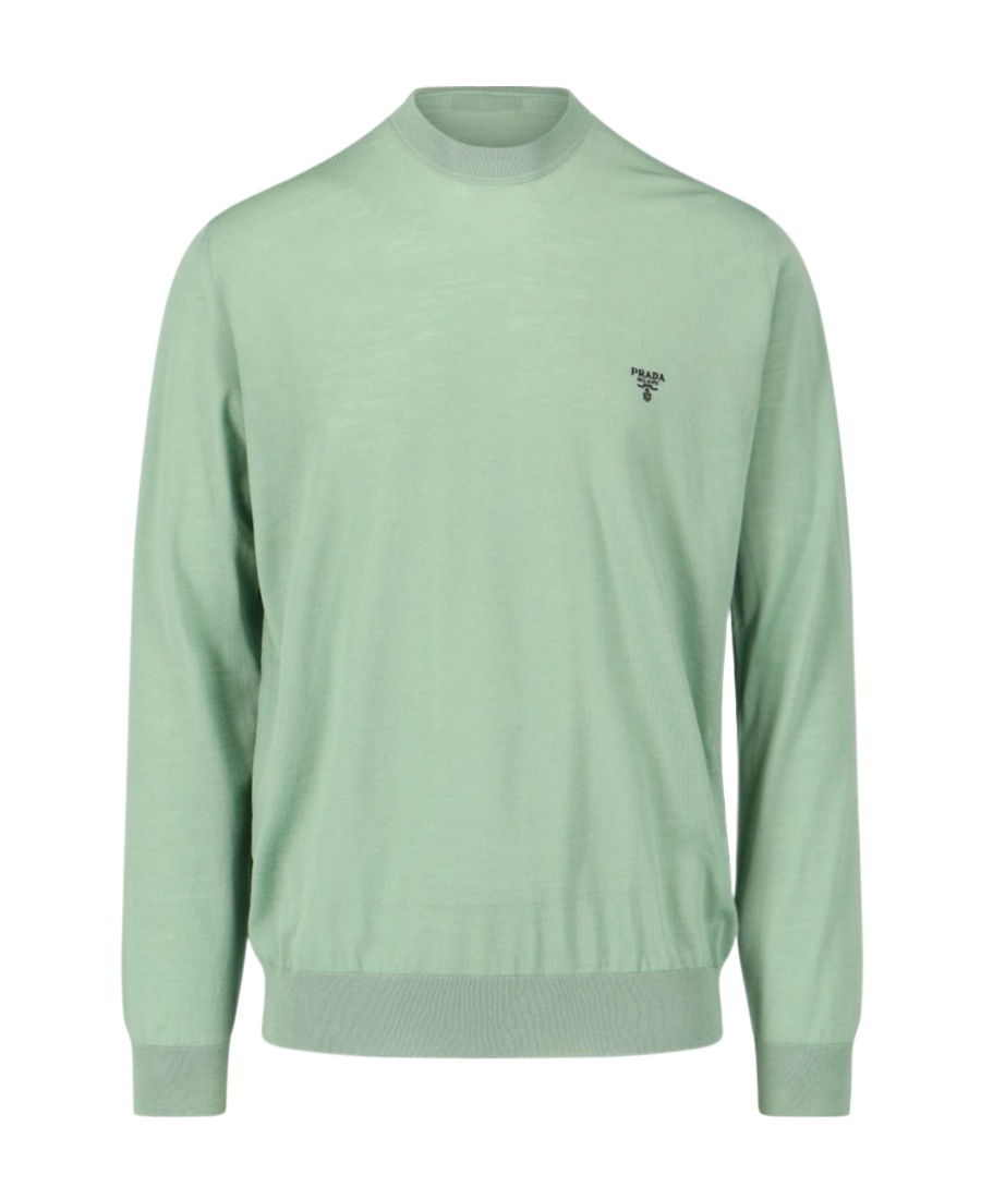 Prada Men Logo Embroidery Sweater In Green