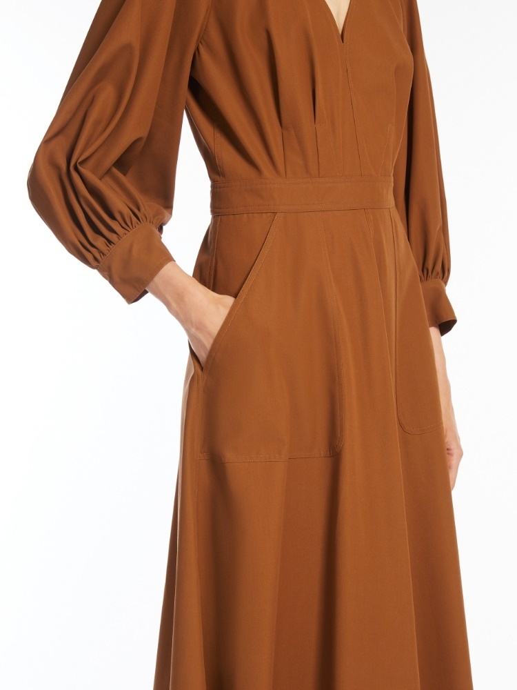 Max Mara Agoraio Popeline Dress In Tobacco Color