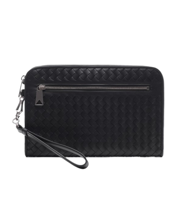Bottega Veneta Small Intreciato Clutch In Black