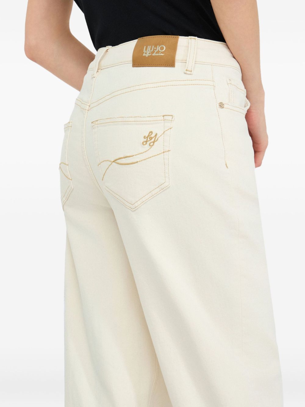 Liu •jo Denim Trousers With Belt Loops In White