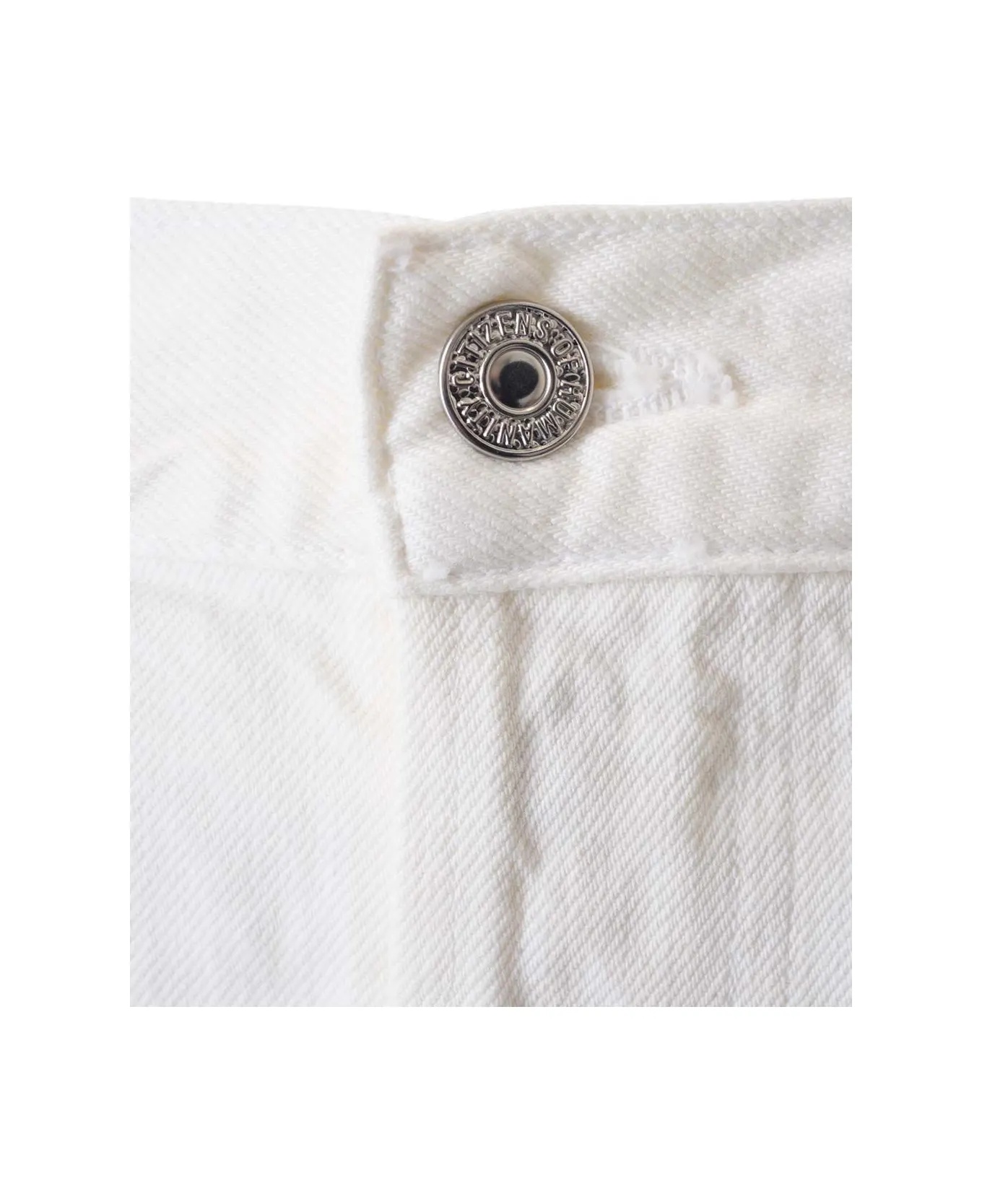 Agolde High Waist Cuffed Denim Trousers In White