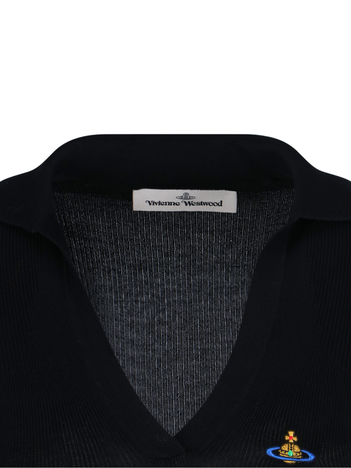 Shop Vivienne Westwood Marina Ribbed Polo Top In Black