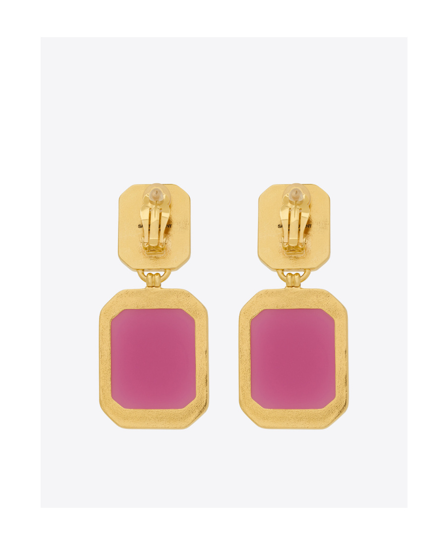 Saint Laurent Contrast-dual-tone Earrings In Pink