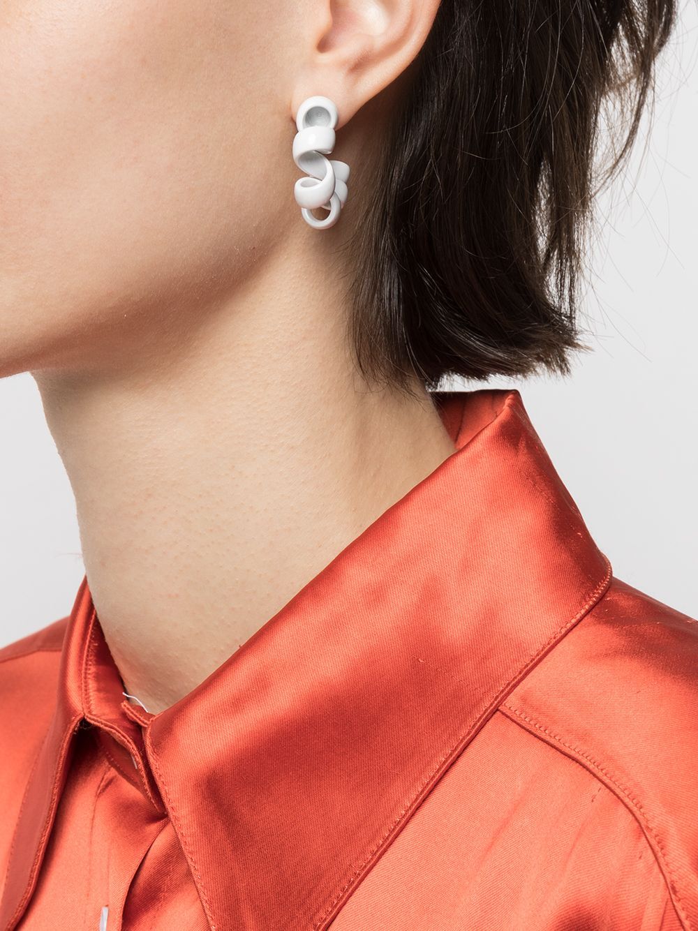 Bottega Veneta Coiled Hoop Earrings In White