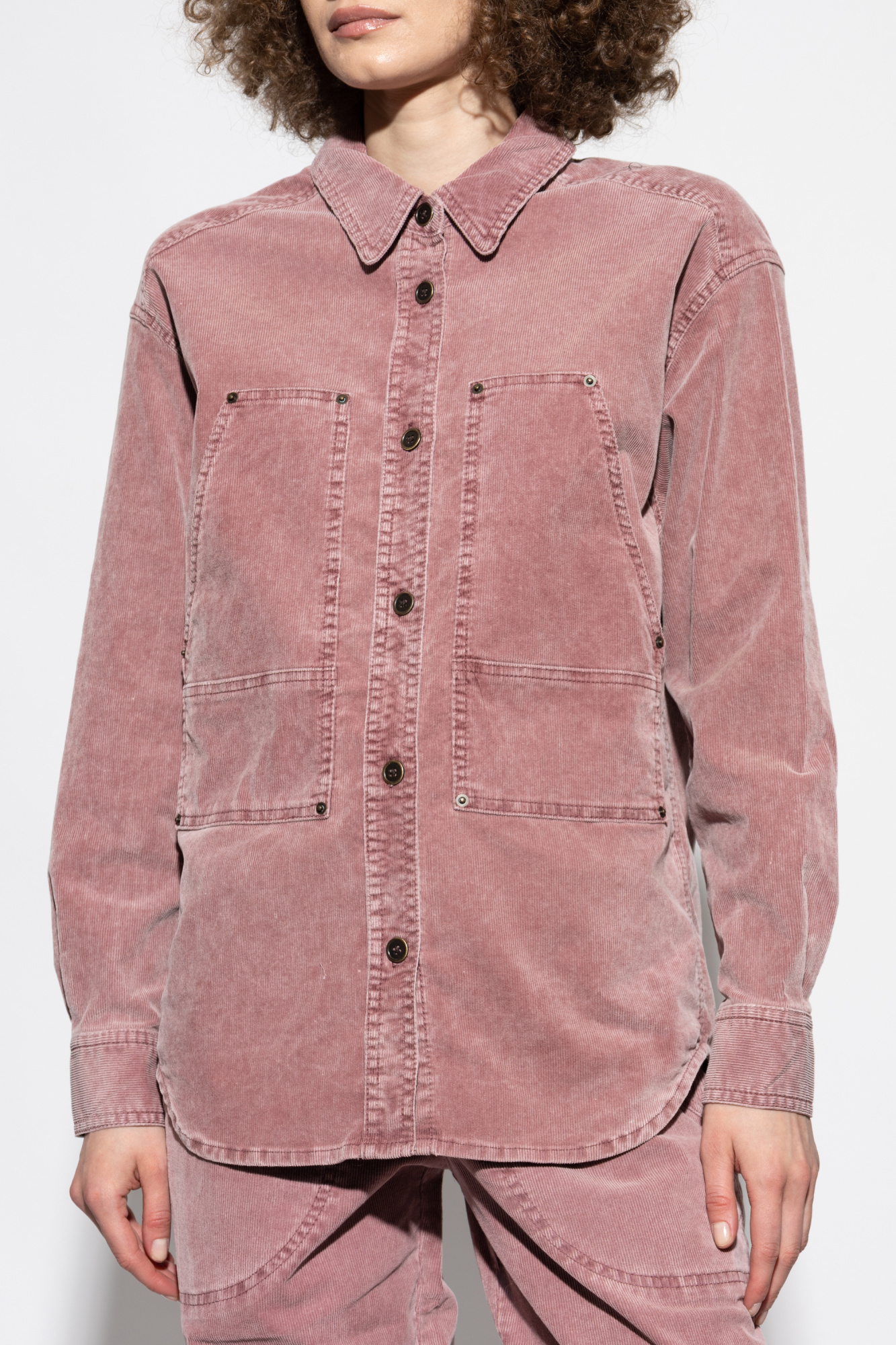 Isabel Marant Étoile Oriana Corduroy Shirt In Pink