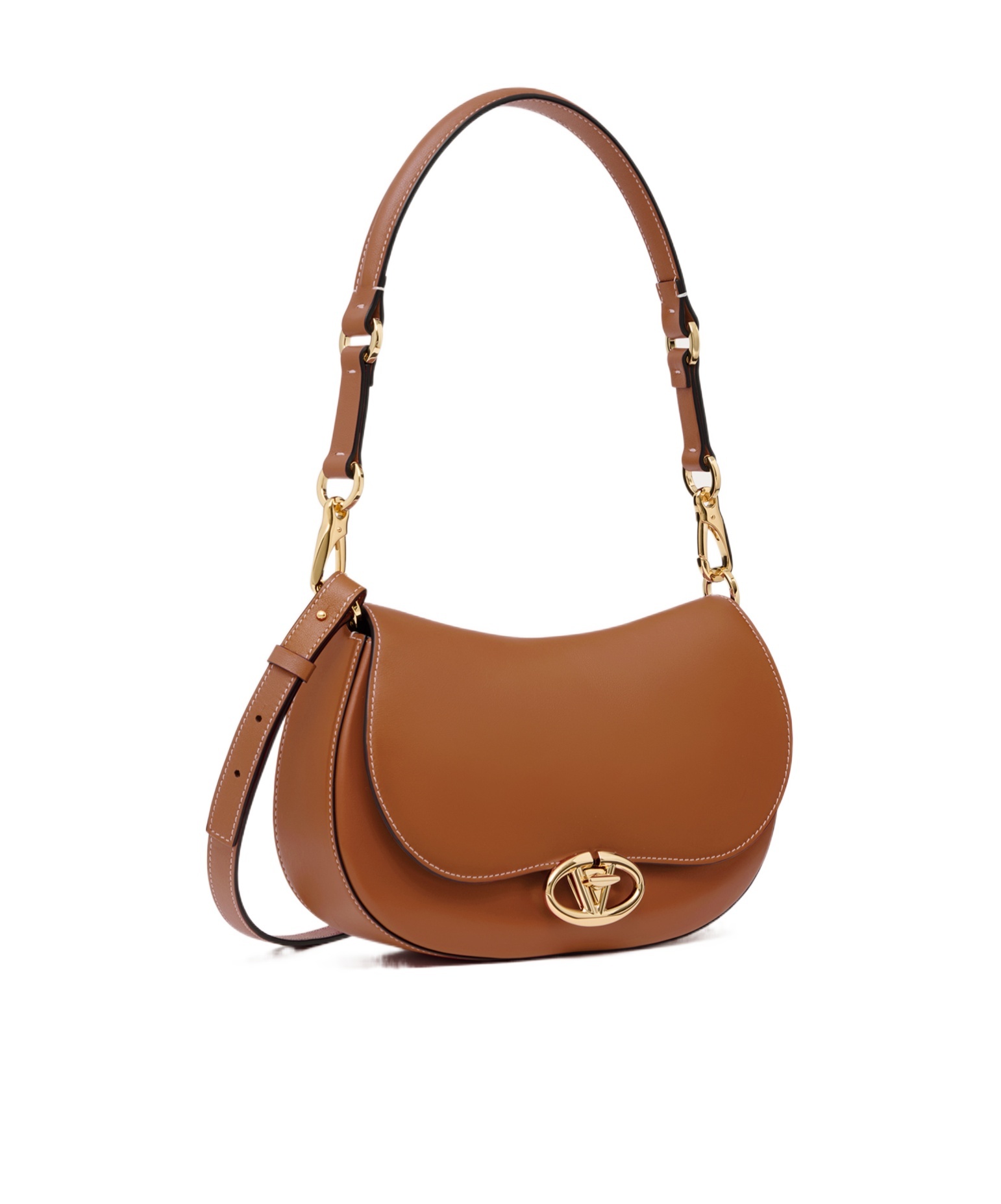Valentino Small Saddle Handbag With Adjustable Strap And Gold-tone Hardware In Brown