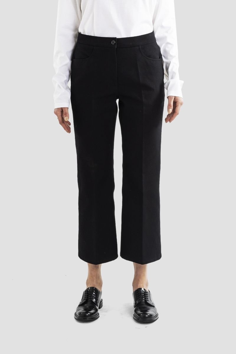 Jil Sander Pressed-crease Flared Cropped Trousers In Black