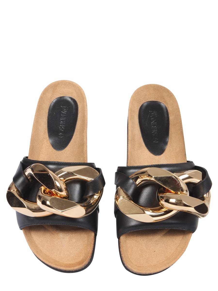 Jw Anderson Chain-link Detail Slip-on Sandals In Black