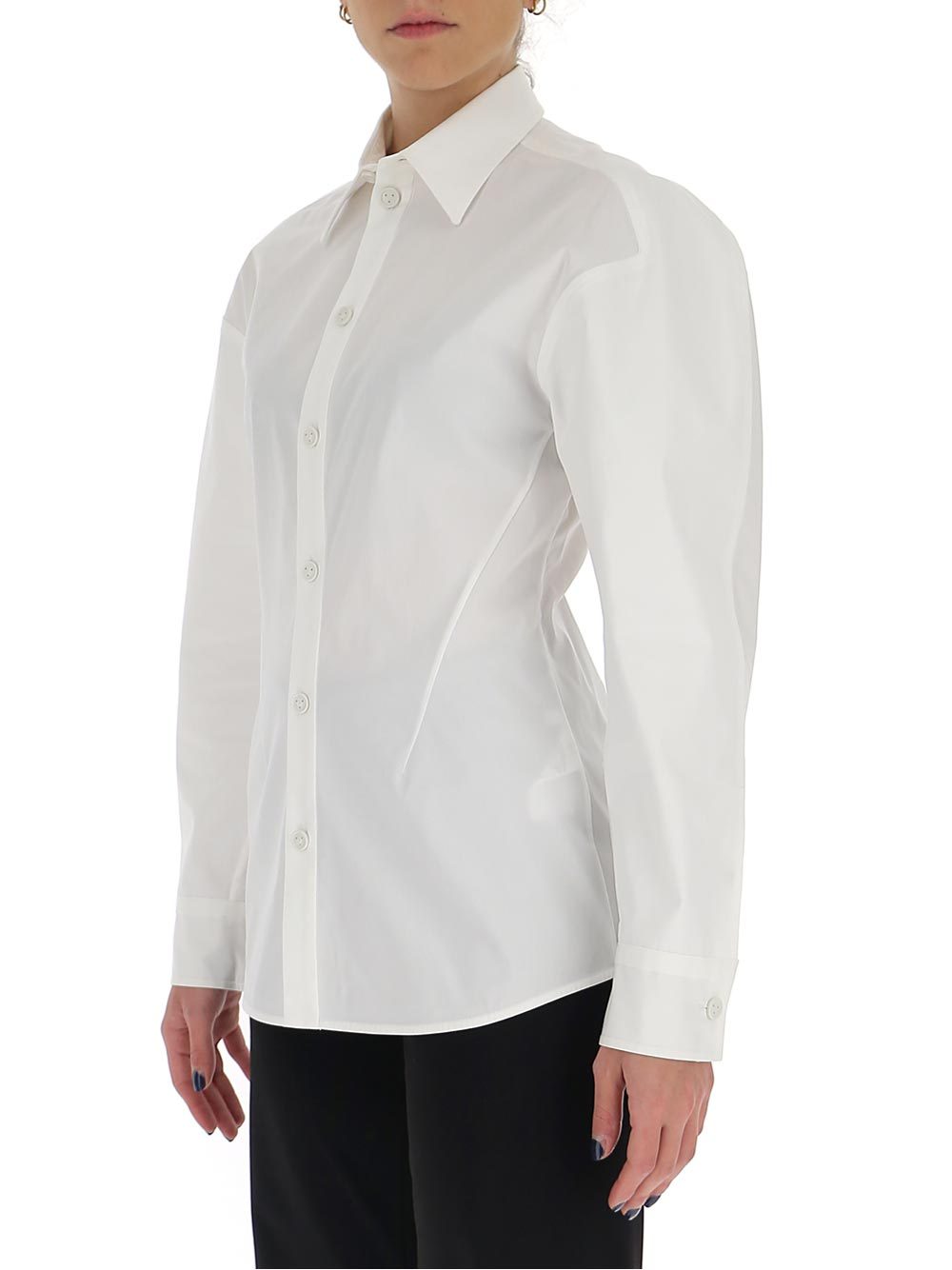 Bottega Veneta Long-sleeve Poplin Shirt In White