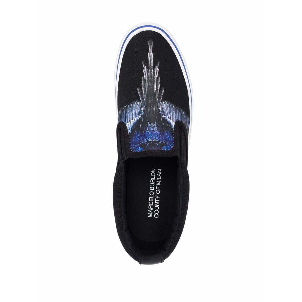 Marcelo Burlon County Of Milan Black Fabric Slip-on Loafer In Black