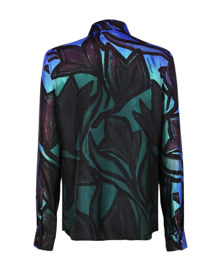 Ferragamo Graphic-print Silk Shirt In Black