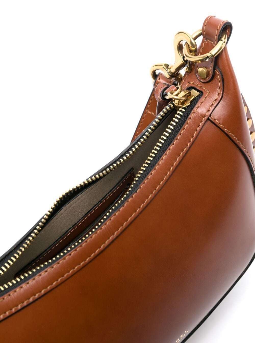 Isabel Marant Moon Calfskin Shoulder Bag With Gold Stud In Brown