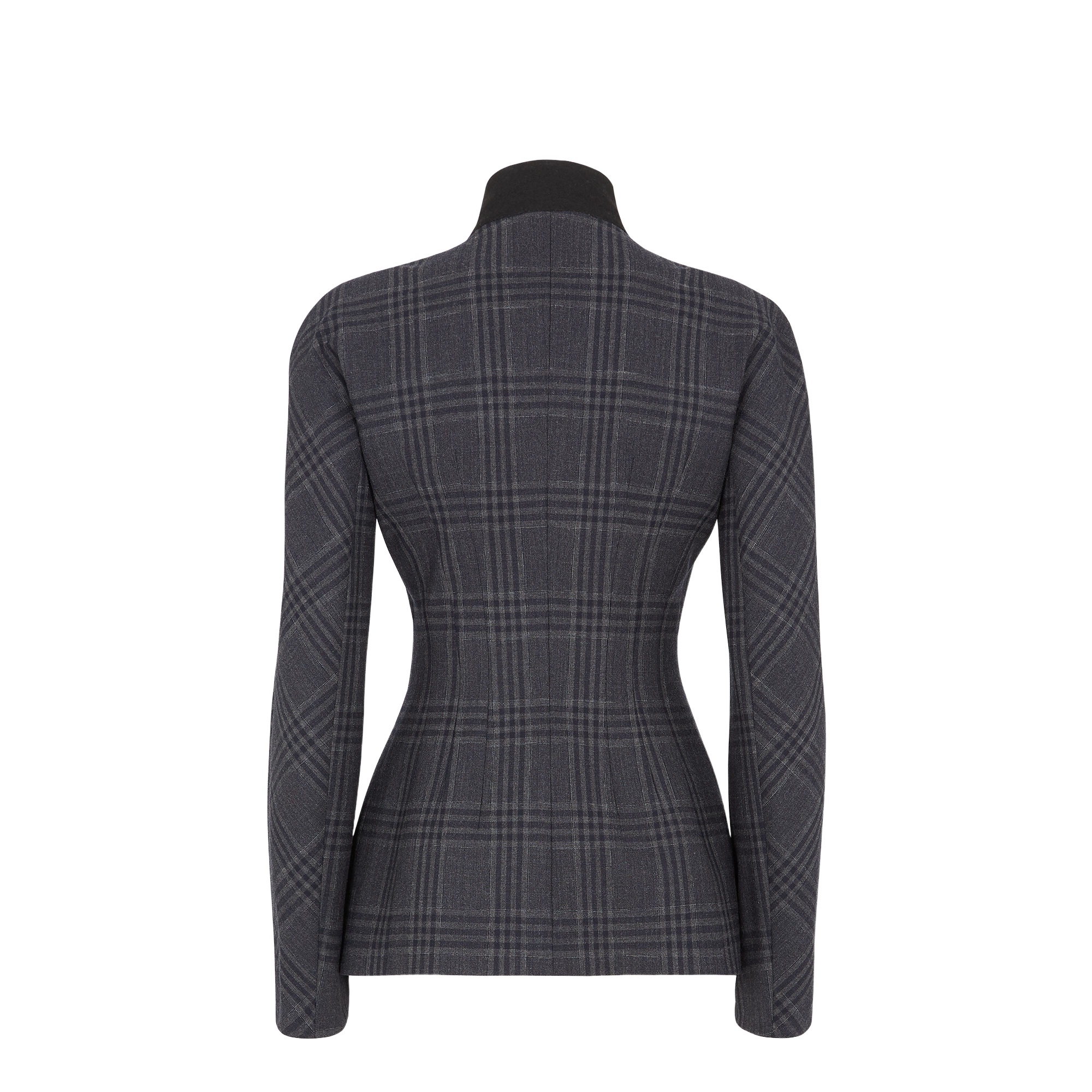Fendi Checked Wool Suit Coat In Black
