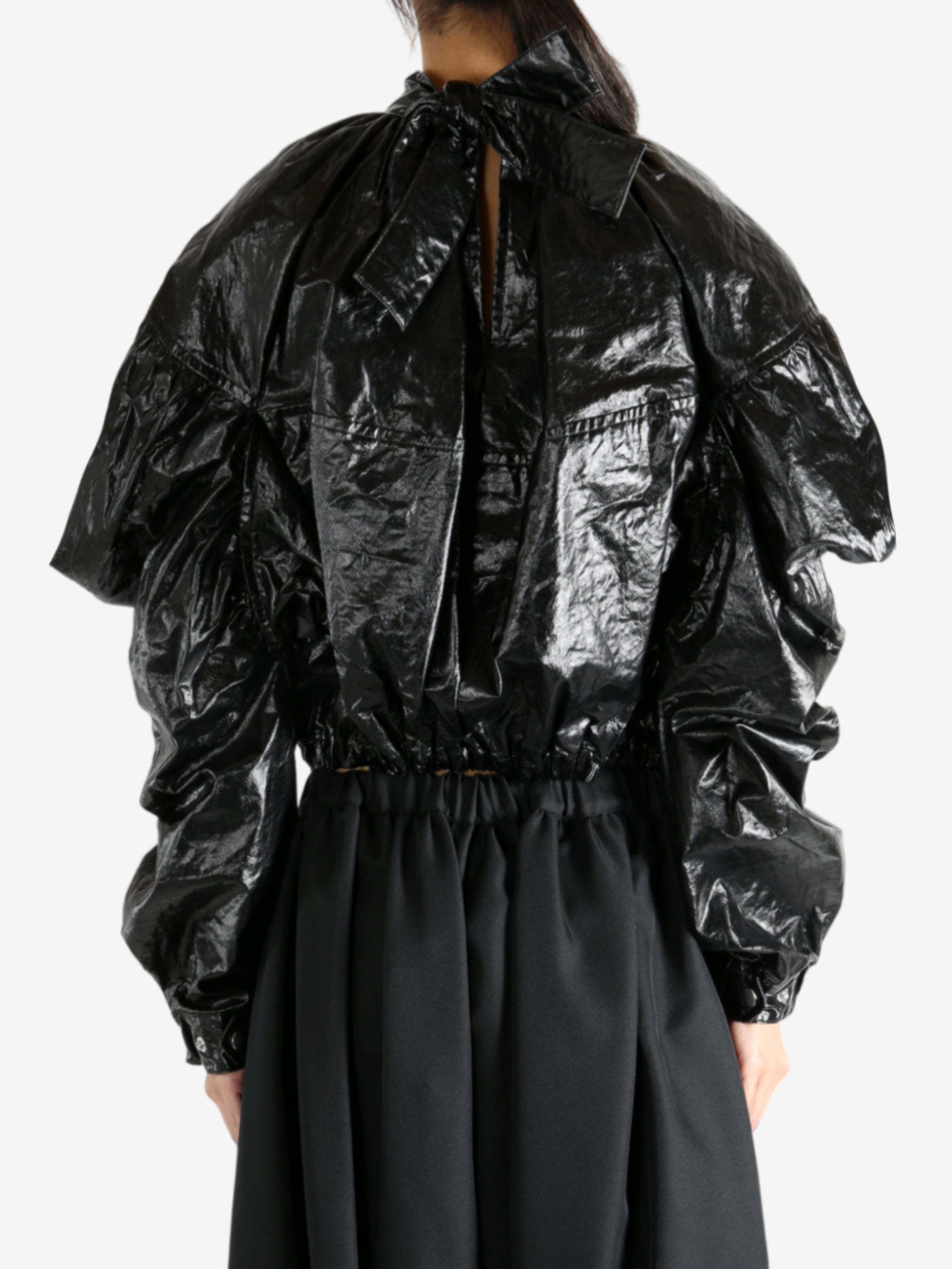 Comme Des Garçons Balloon-sleeve Cropped Jacket In Black