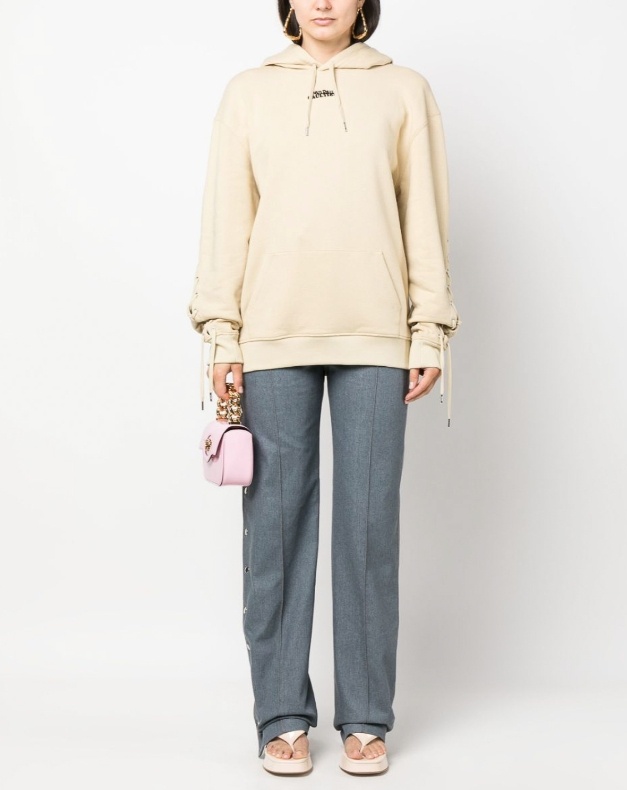Jean Paul Gaultier Logo Cotton Hoodie In Nude