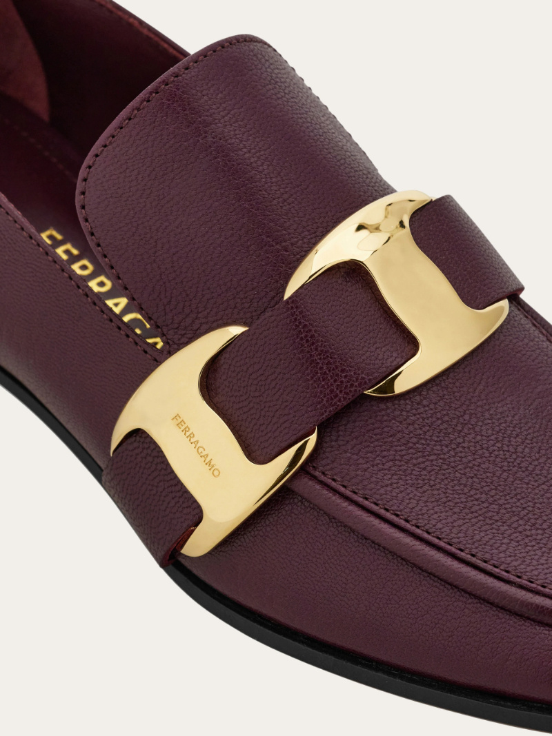 Ferragamo Limania Maxi Vara Leather Loafers In Purple