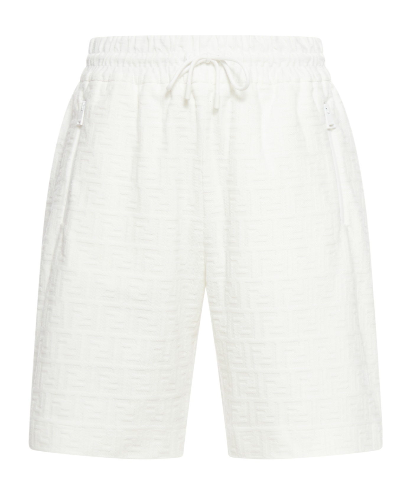 Fendi Ff-motif Deck Shorts In White