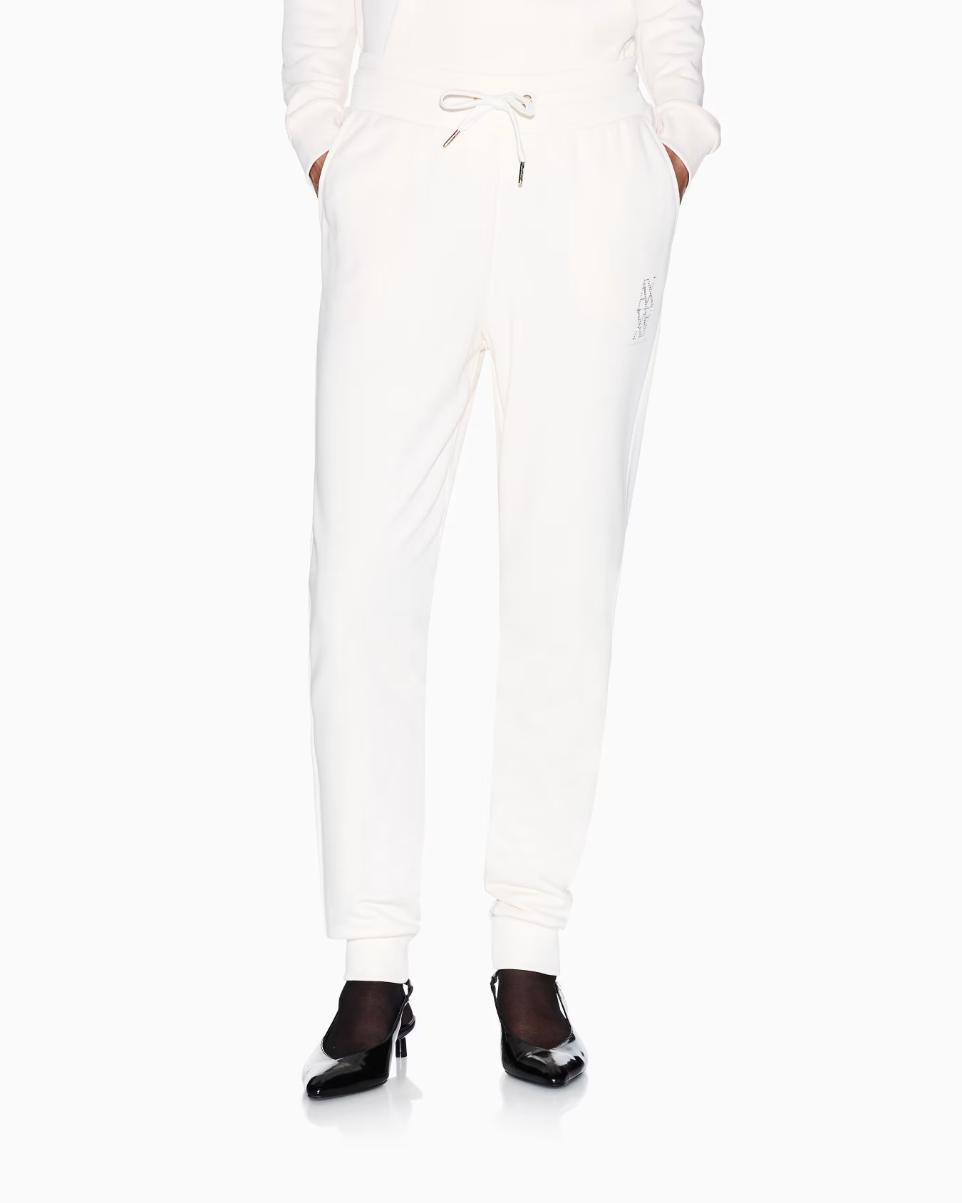 Armani Exchange Elastic Waist Track Pants In White