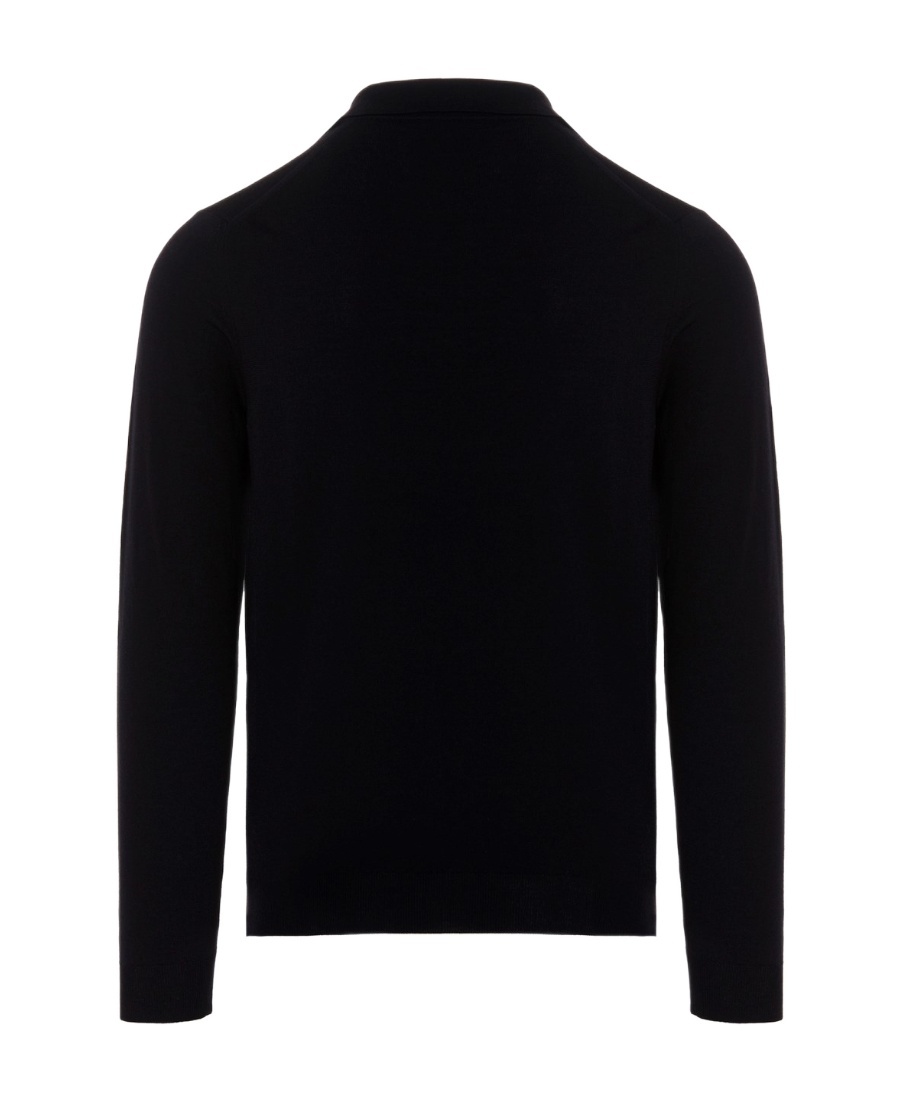 Zanone Long-sleeve Fine-knit Polo Shirt In Black
