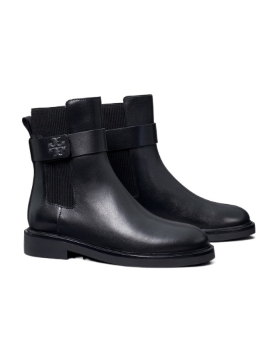 Tory Burch Double T 30mm Ankle Boots In Black