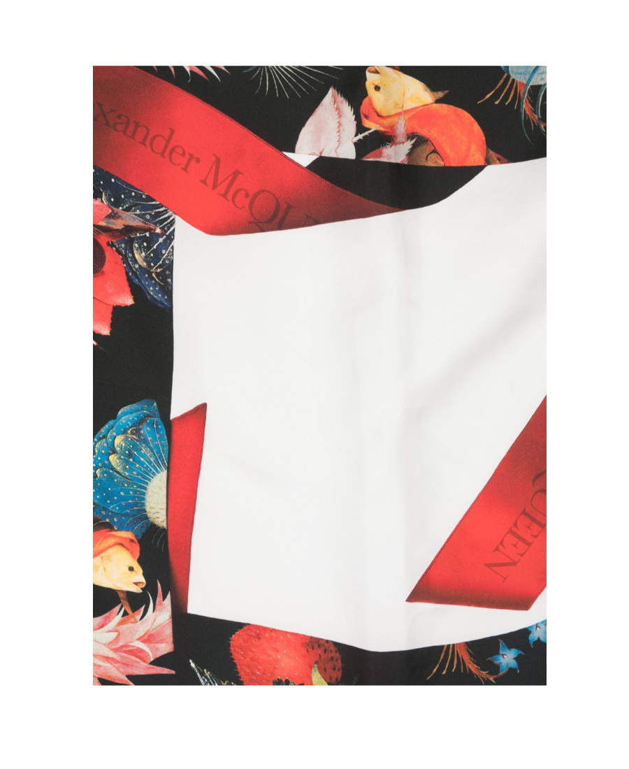 Alexander Mcqueen Hieronymus Bosch Print Silk Scarf In White