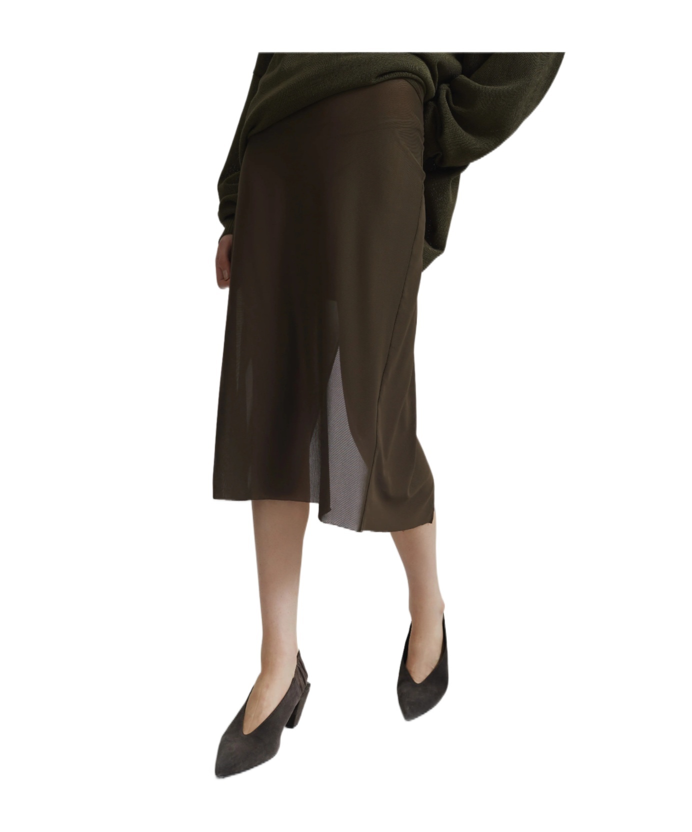 The Frankie Shop Suva Sheer Skirt - Khaki