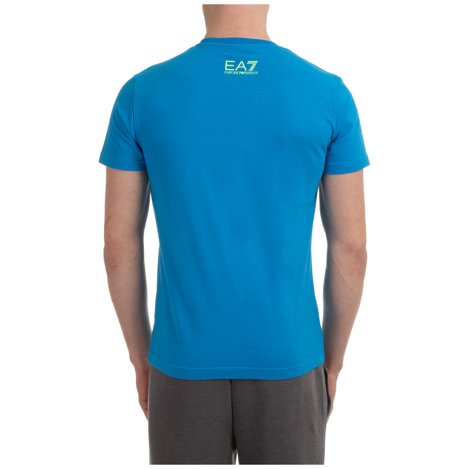 Ea7 Logo Printed Short Sleeved T-shirt In Blue