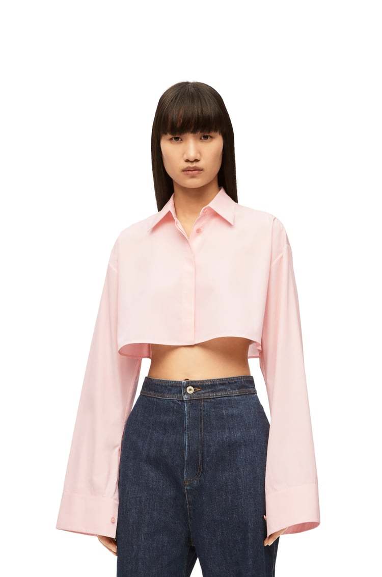 Loewe Cropped Shirt In Cotton In Pink