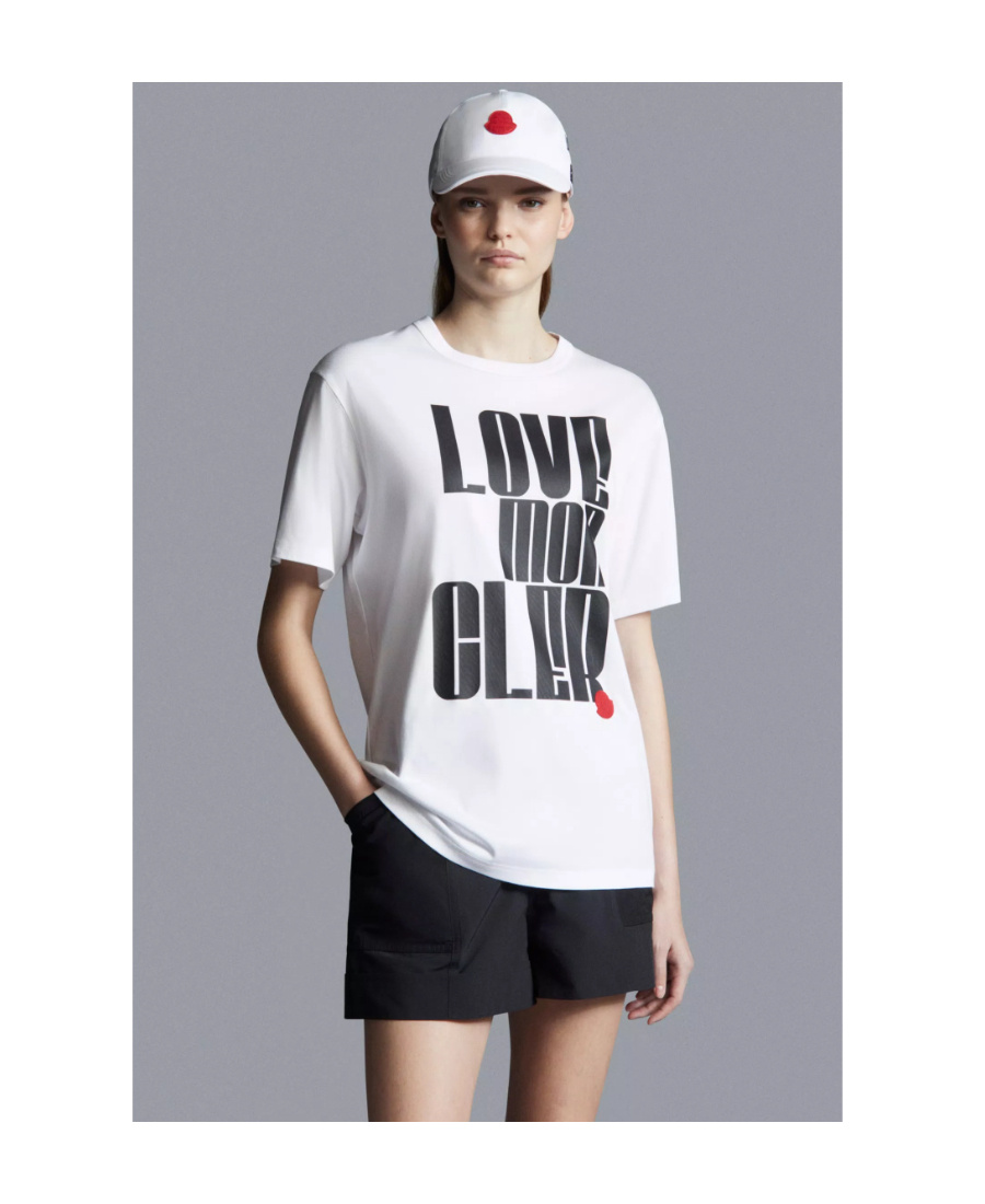 Moncler Slogan-print Logo-patch T-shirt In White