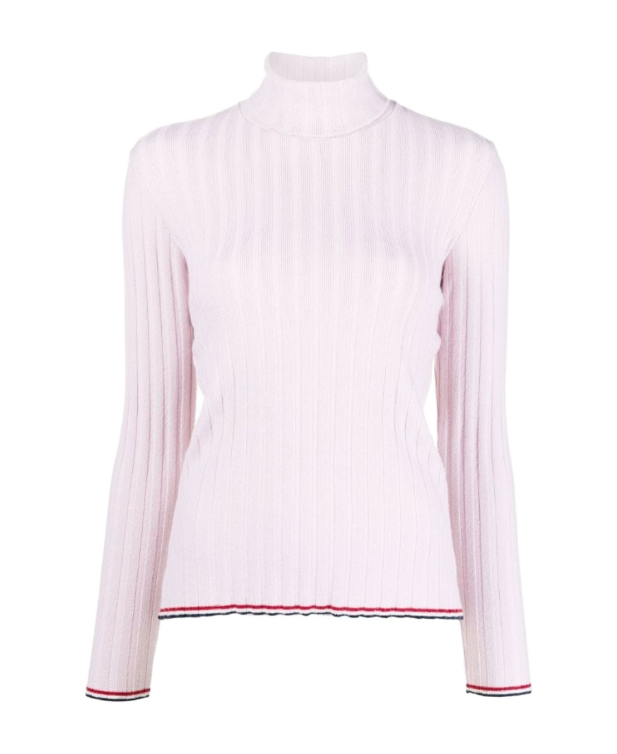 Thom Browne Ribbed Cashmere Turtleneck Sweater In White