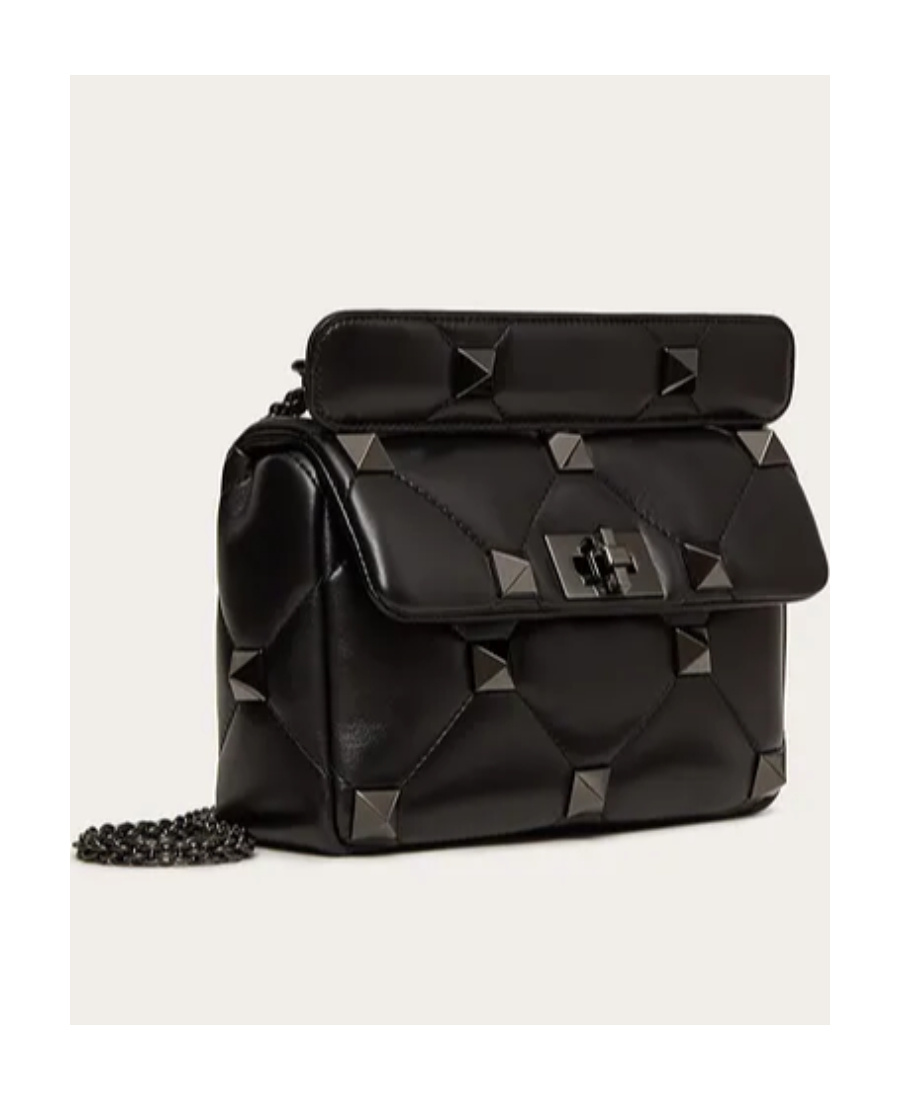 Valentino Rockstud-embellishment Diamond-quilt Tote Bag In Black