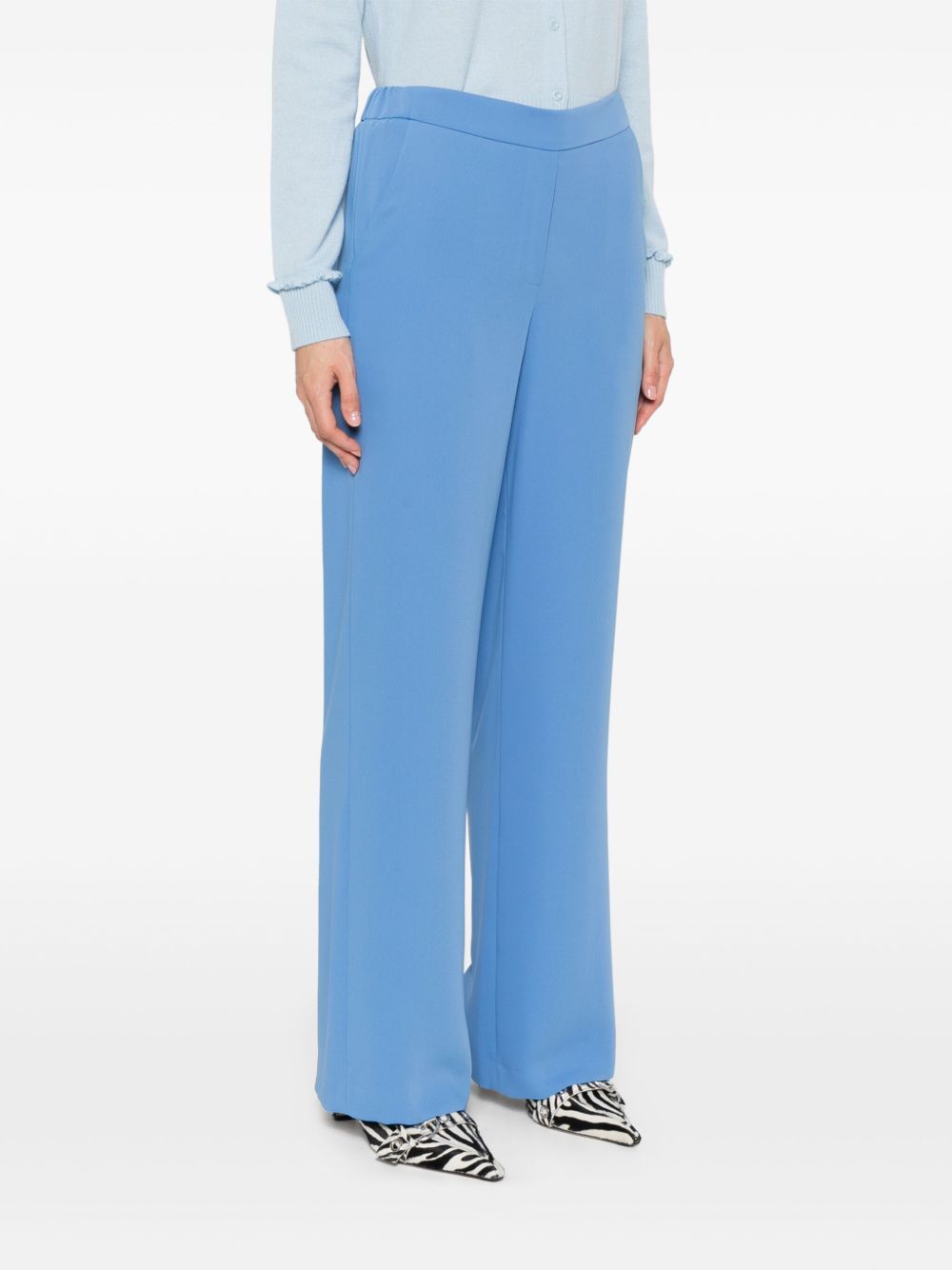 P.a.r.o.s.h High-rise Wide-leg Trousers Elasticated Waist In Blue