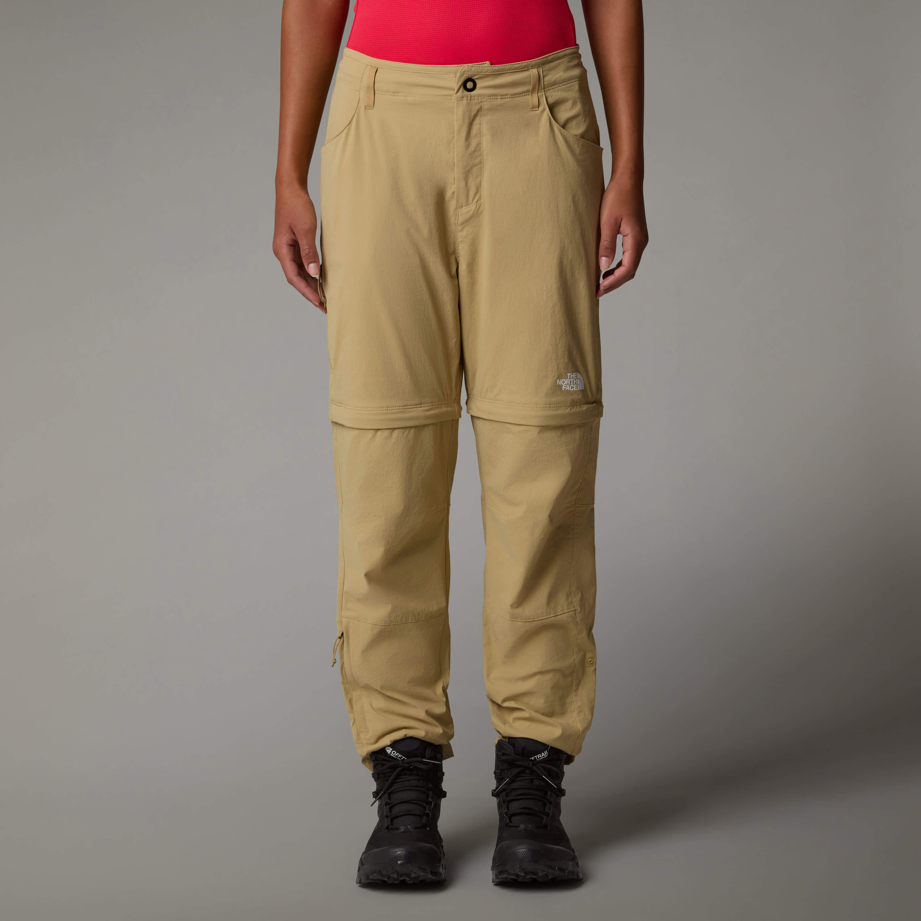 The North Face Womens Exploration Convertible Regular Straight Trousers In Khaki Stone