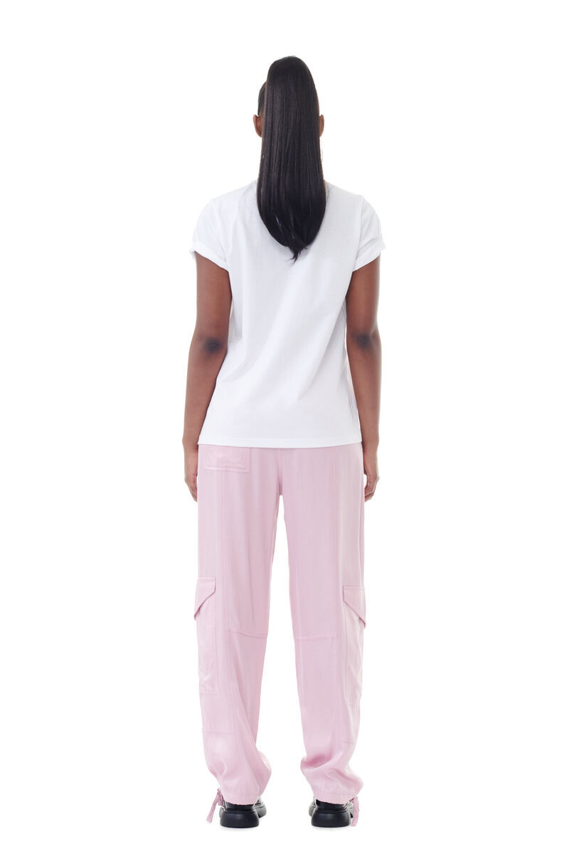 Ganni White Basic Cocktail Cotton Jersey T-shirt In White
