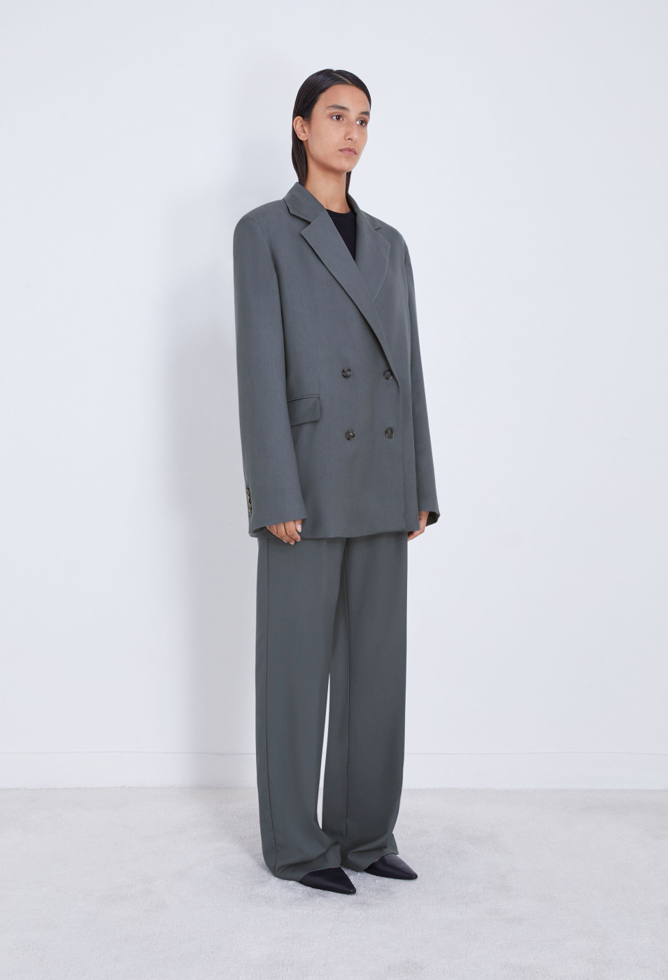 Loulou Studio Long-sleeved Casual Jacket In Gray