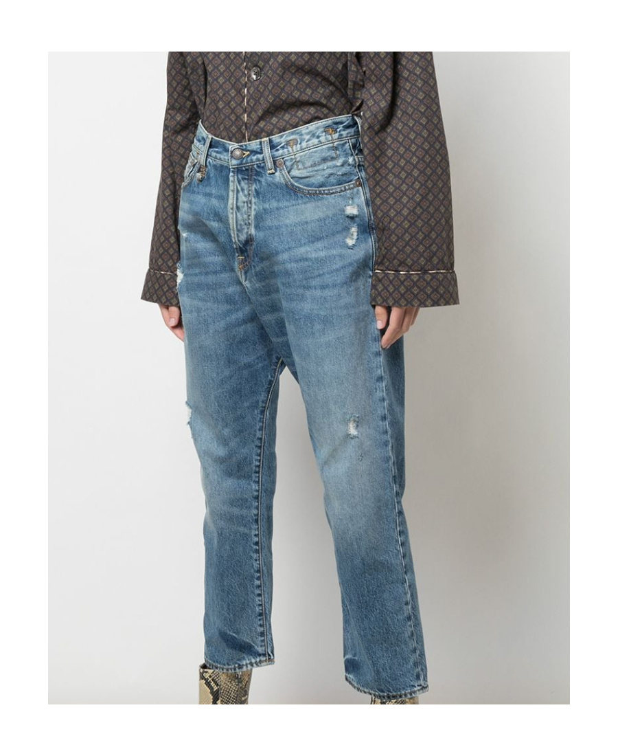 R13 Bain Distressed Boyfriend Jeans In Blue