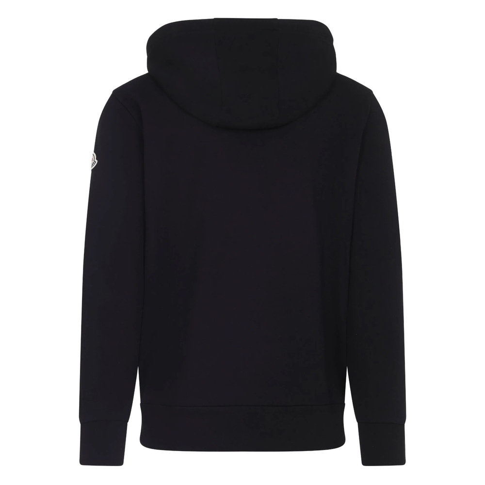 Moncler Hooded Drawstring Cardigan Chest Pocket In Black
