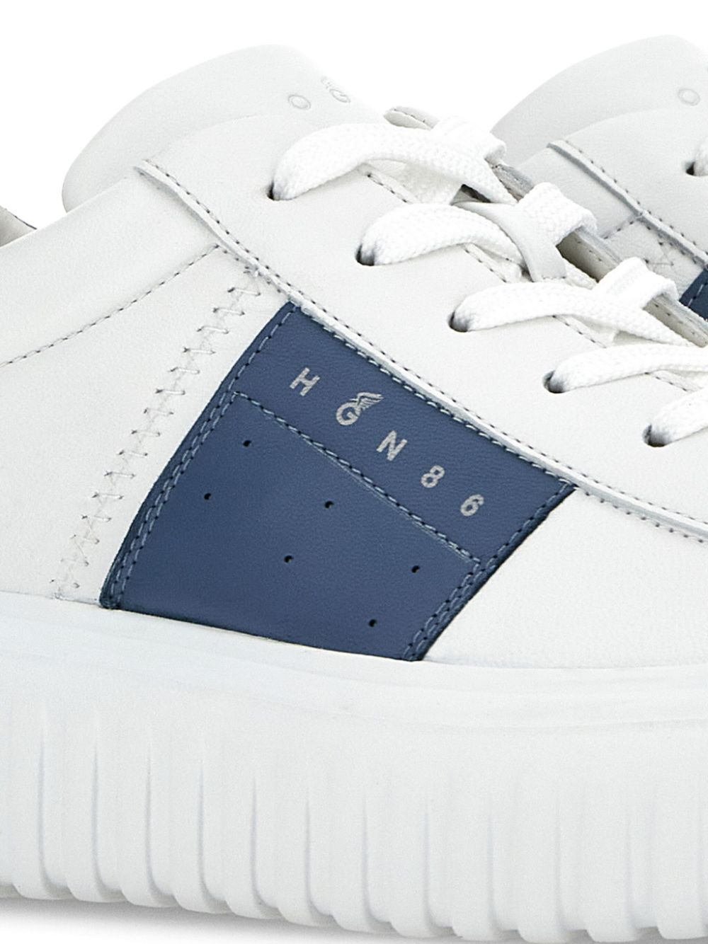 Hogan Sneakers H-stripes In White Leather With Blue Stripe In White