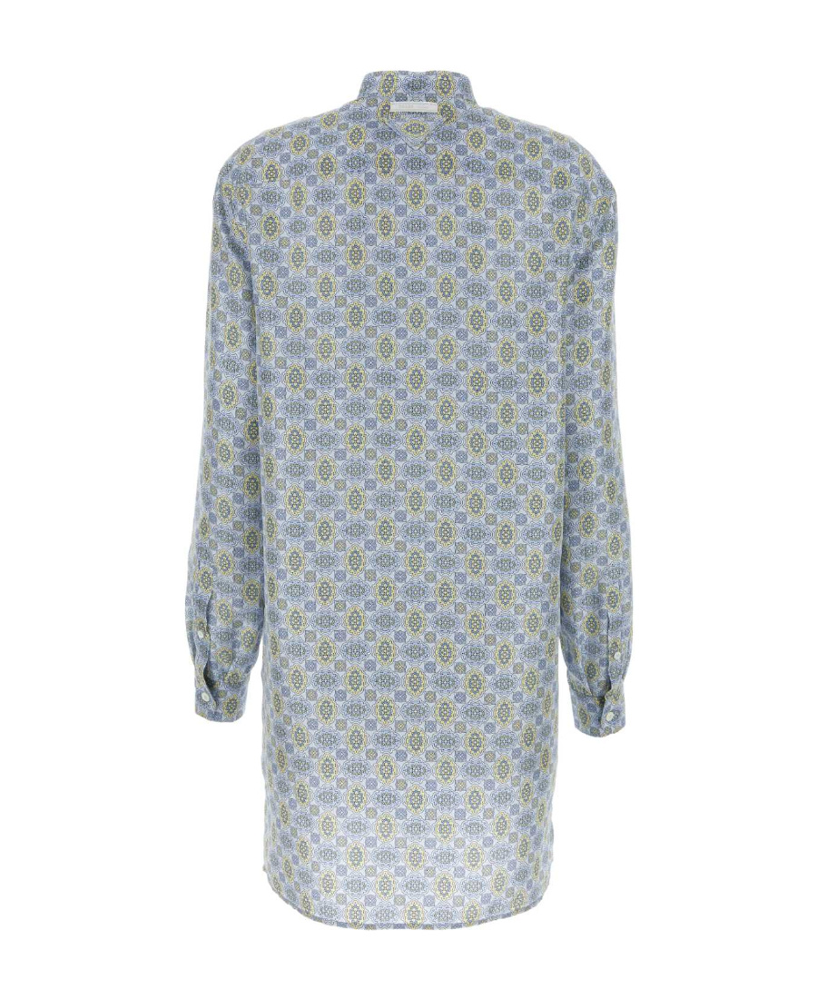 Prada Unique Print Silk Shirt Dress In Gray