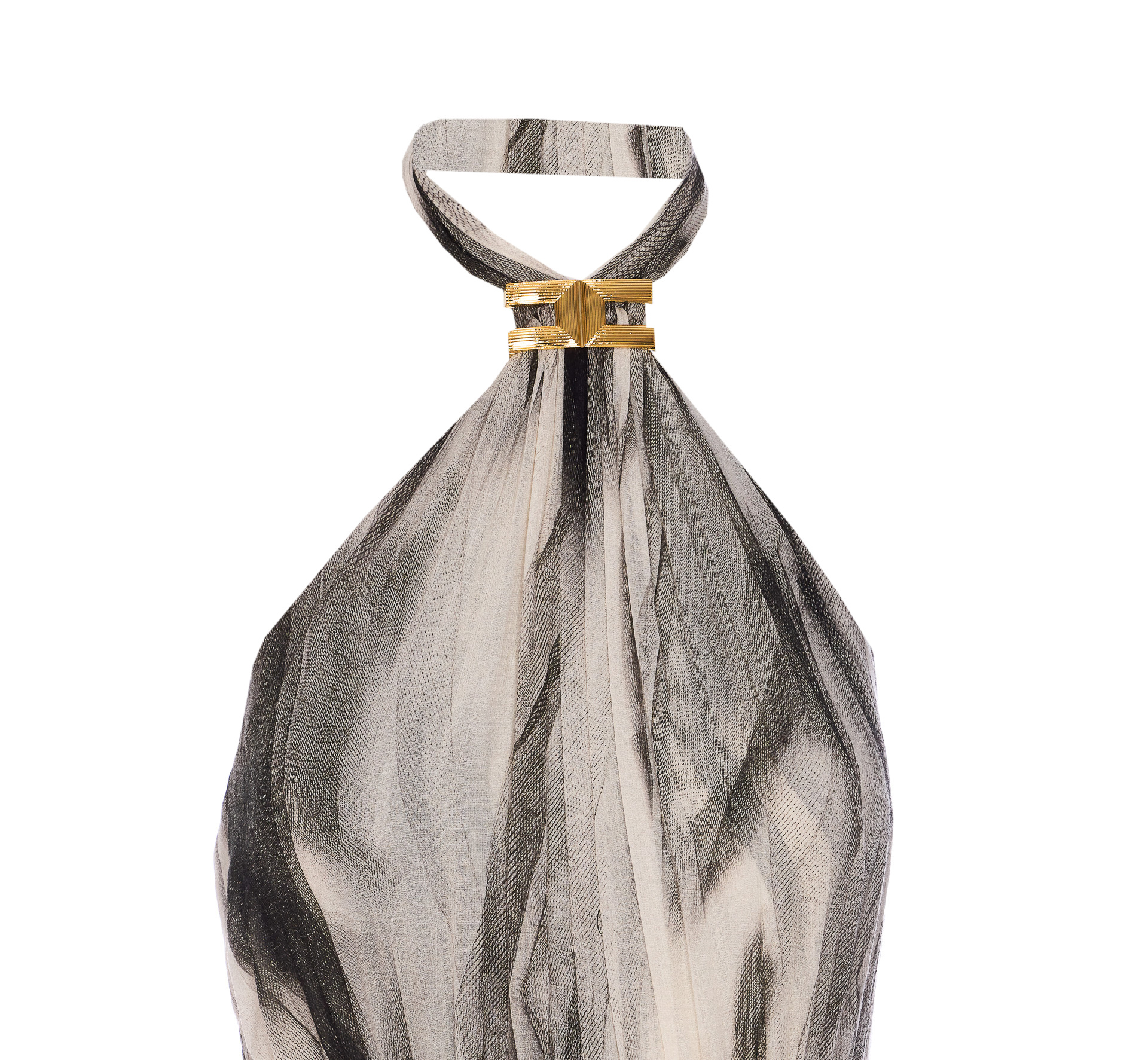 Elisabetta Franchi Abstract-print Maxi Dress In Nude